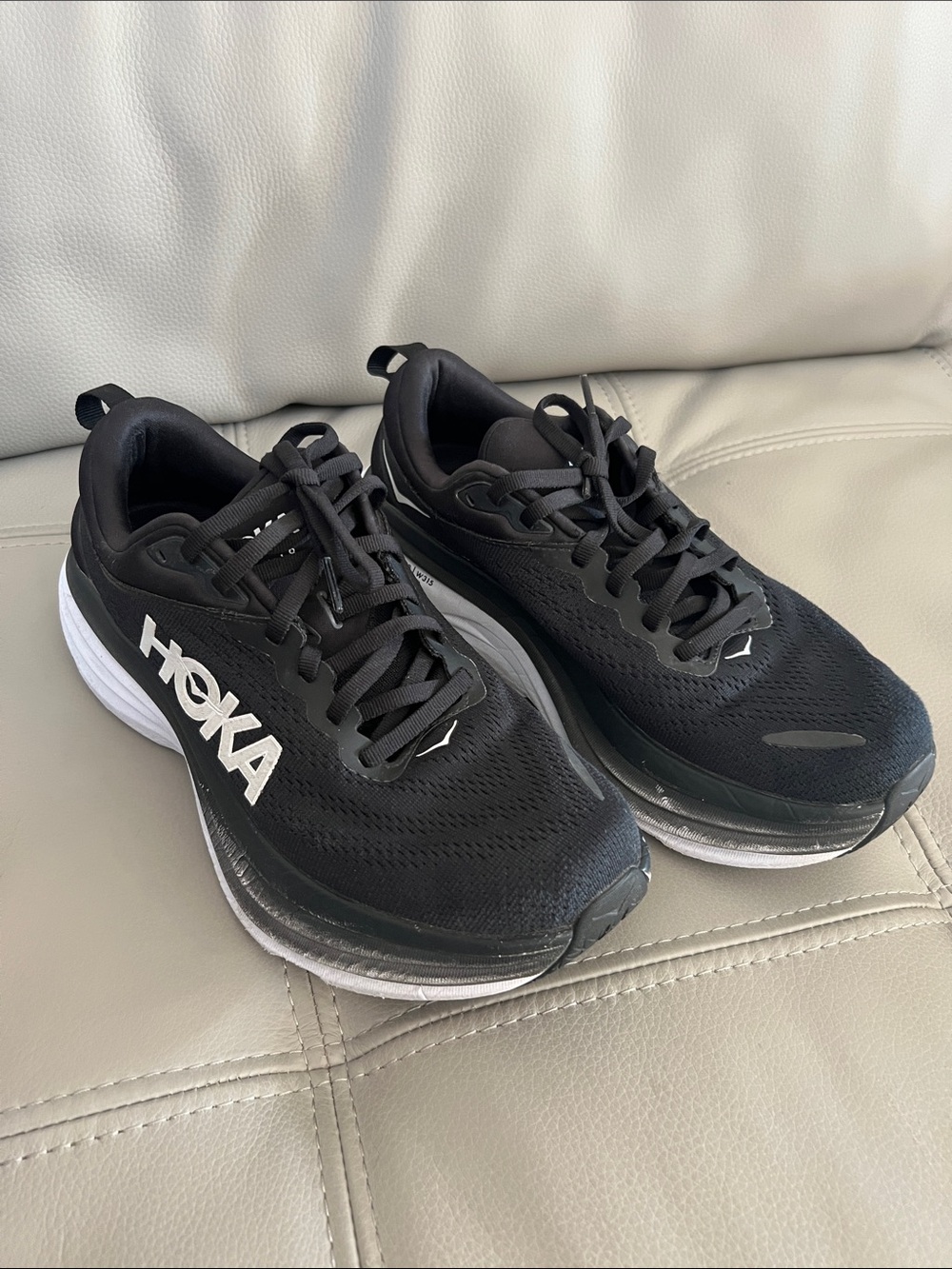Hoka Men's Black and White Road Running Shoes